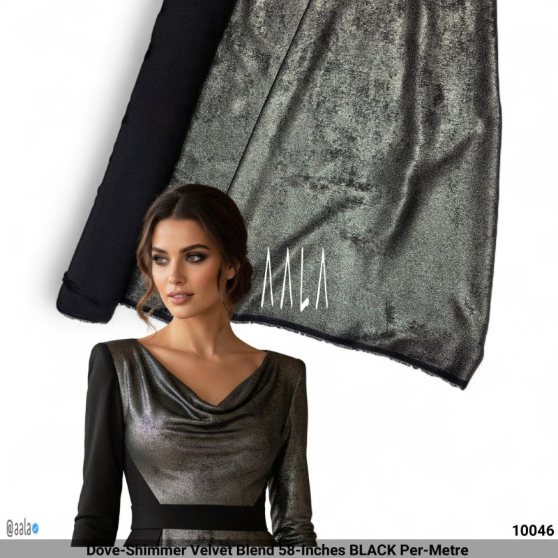 Dove-Shimmer Velvet Blend 58-Inches BLACK Per-Metre 