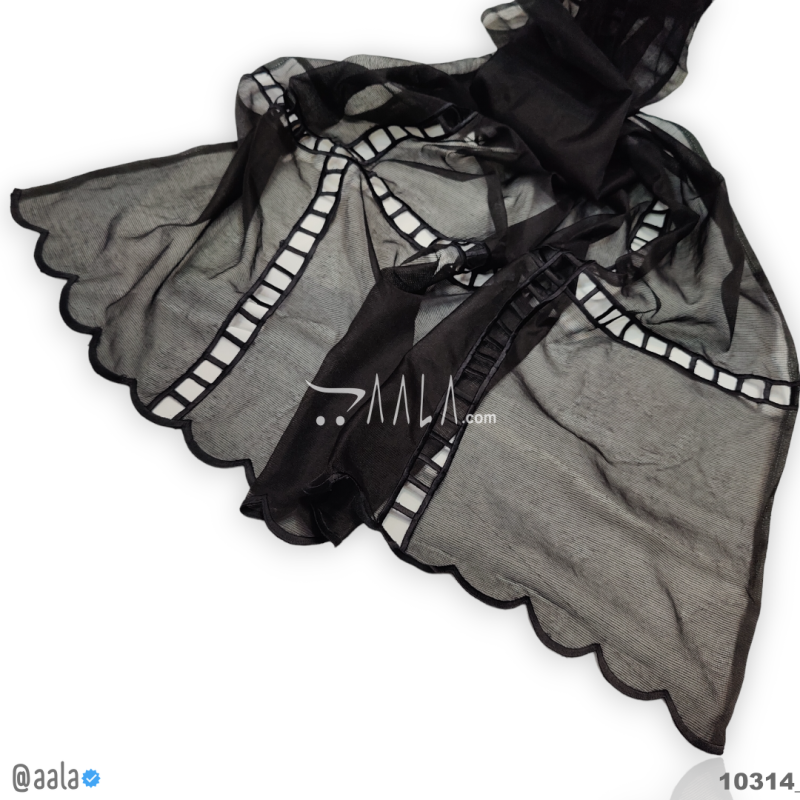Ladder Cotton Cotton Dupatta-40-Inches BLACK 2.25-Metres 