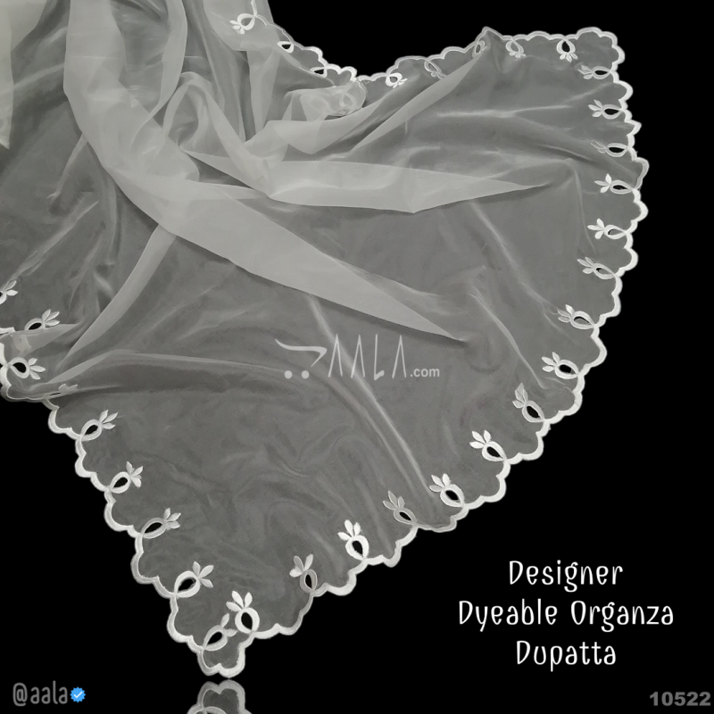 Handcrafted Organza Nylon Dupatta-40-Inches DYEABLE 2.25-Metres