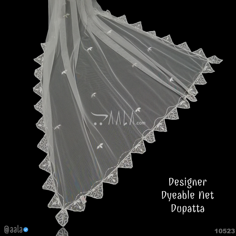 Handcrafted Net Nylon Dupatta-40-Inches DYEABLE 2.25-Metres