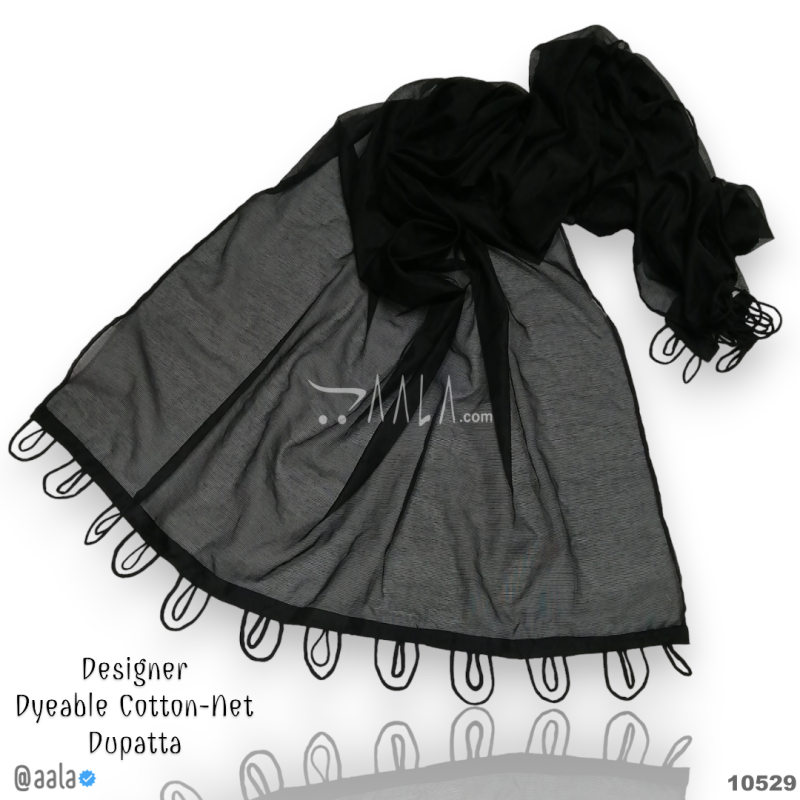 Handcrafted-Jute Cotton Cotton Dupatta-40-Inches BLACK 2.25-Metres