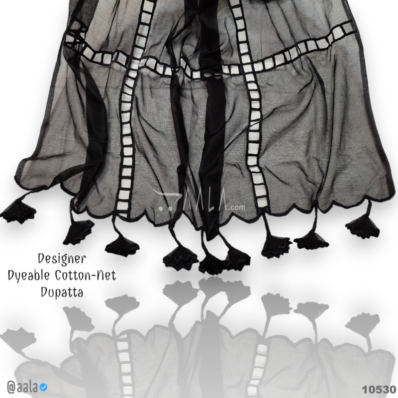 Ladder-Latkan-Jute Cotton Cotton Dupatta-40-Inches BLACK 2.25-Metres 