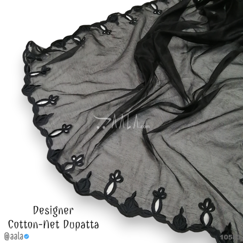 Handcrafted-Jute Cotton Cotton Dupatta-40-Inches BLACK 2.25-Metres 