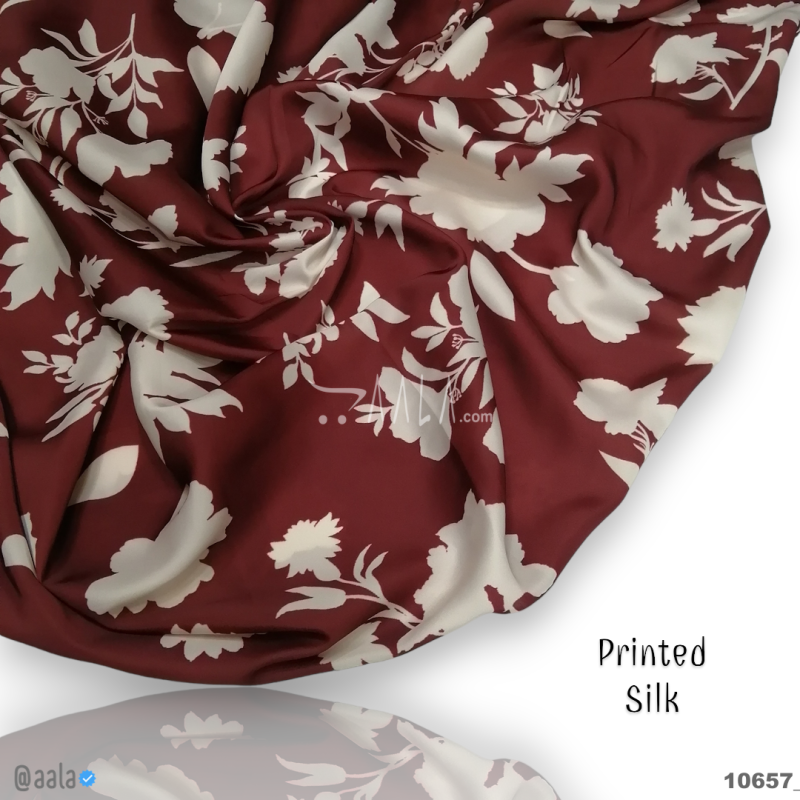 Printed-Nutella Silk Blend 44-Inches PRINTED Per-Metre