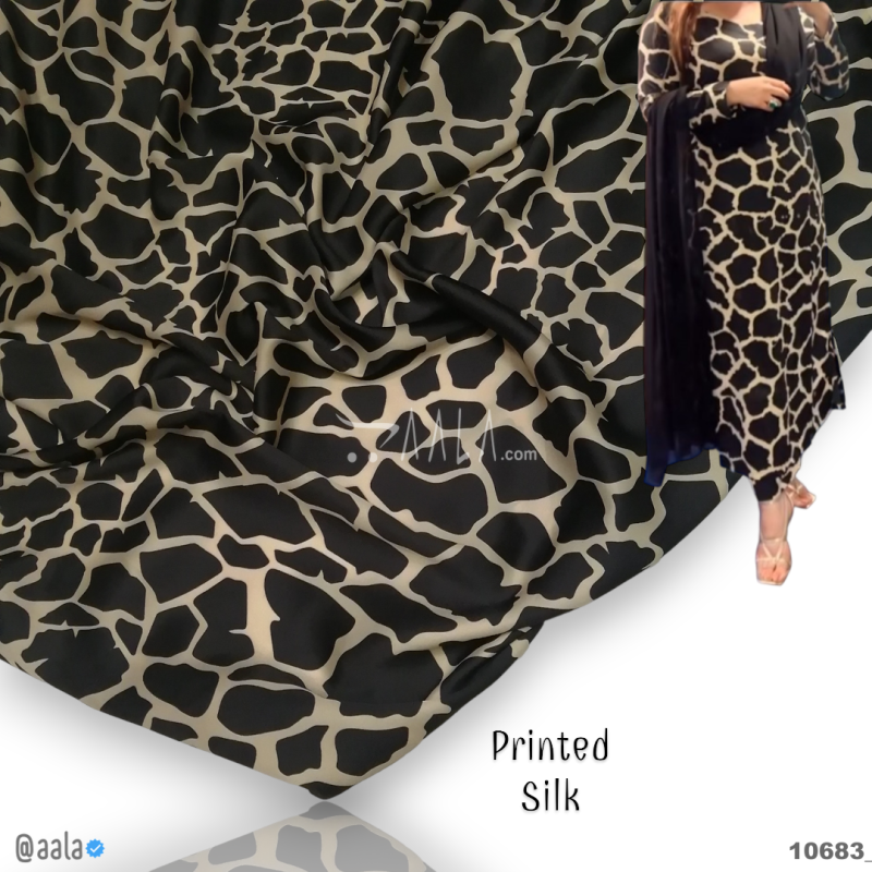 Printed-Nutella Silk Blend 44-Inches PRINTED Per-Metre 