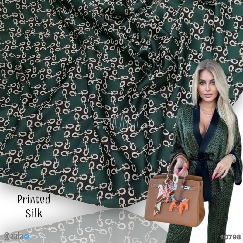 Printed-Nutella Silk Blend 44-Inches PRINTED Per-Metre 