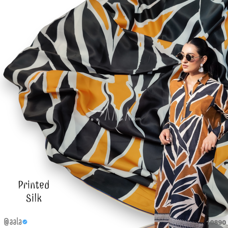 Printed-Nutella Silk Blend 44-Inches PRINTED Per-Metre