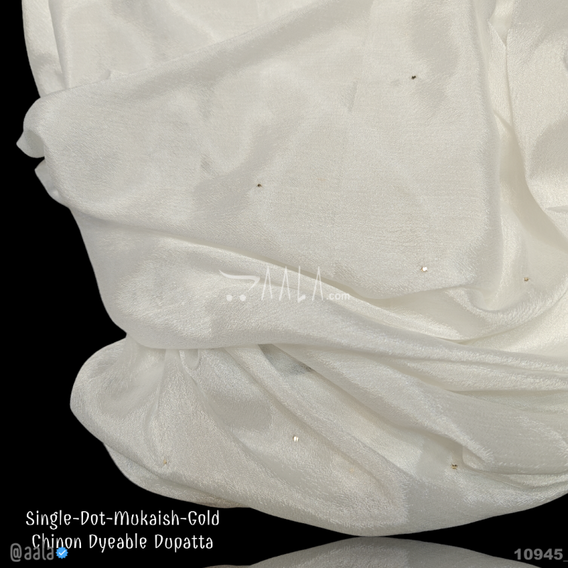 Single-Dot-Mukaish-Gold Chinon Nylon Dupatta-32-Inches DYEABLE 2.25-Metres 