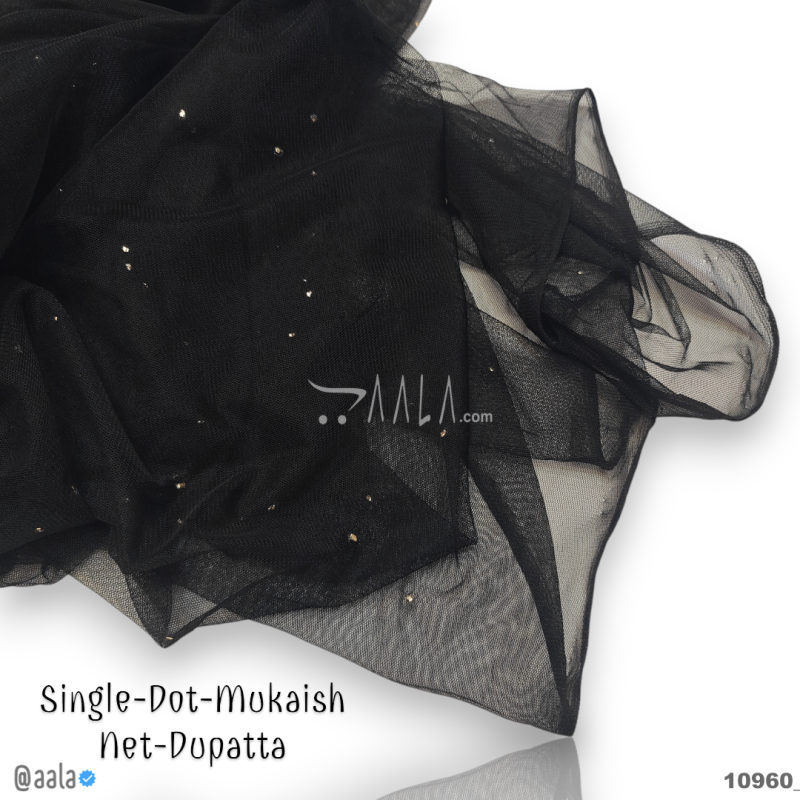 Single-Dot-Mukaish-Gold Net Nylon Dupatta-32-Inches DYEABLE 2.25-Metres 