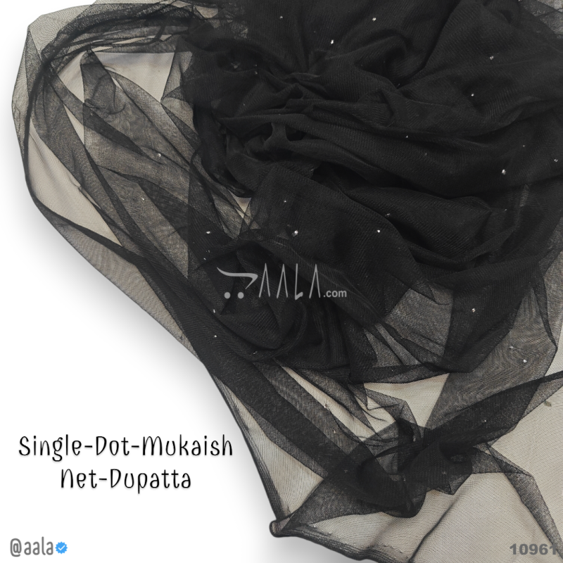 Single-Dot-Mukaish-Silver Net Nylon Dupatta-32-Inches DYEABLE 2.25-Metres 
