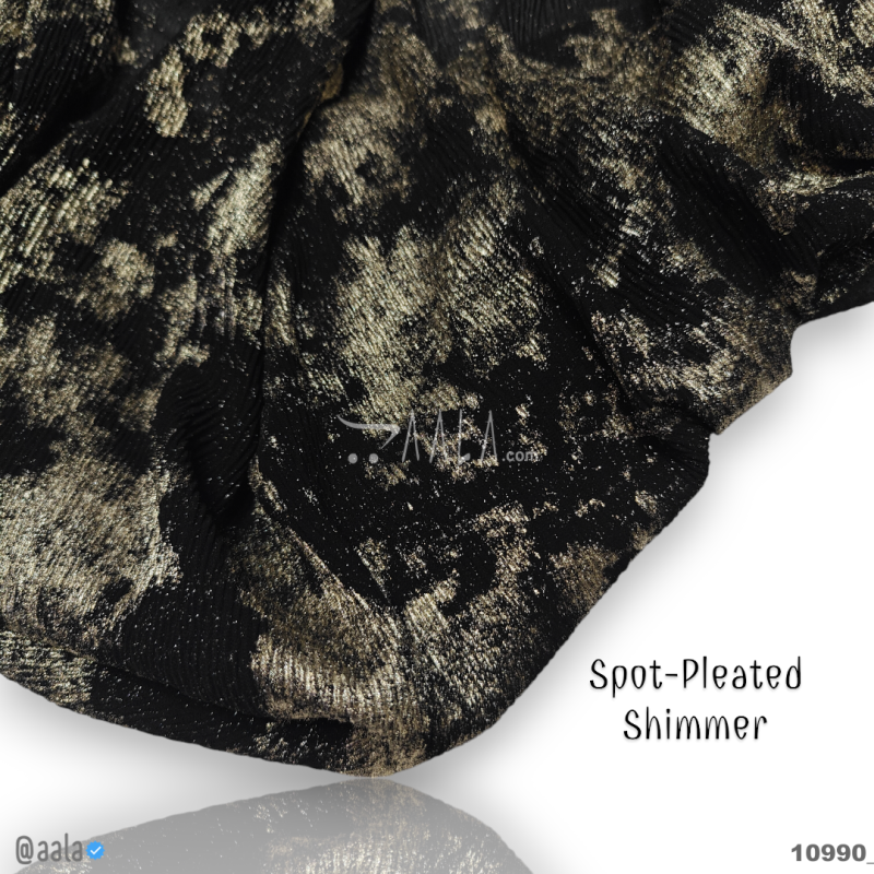Spot-Pleated Georgette Blend 58-Inches BLACK Per-Metre 