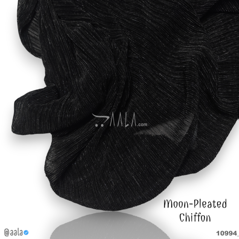 Moon-Pleated Chiffon Blend 58-Inches BLACK Per-Metre 