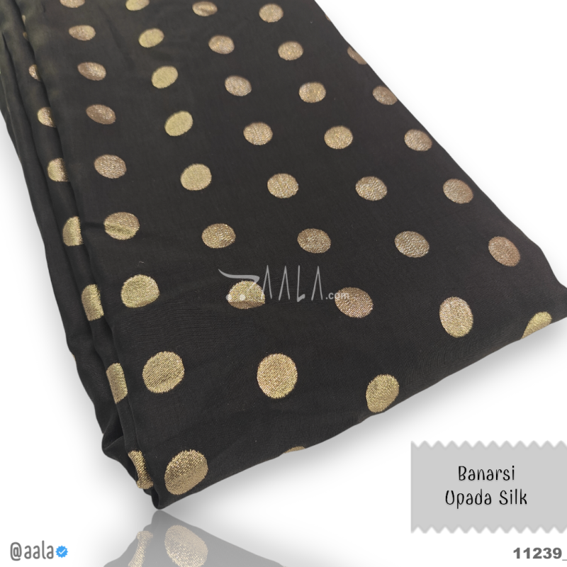 Banarsi-Upada Silk Viscose 44-Inches BLACK Per-Metre