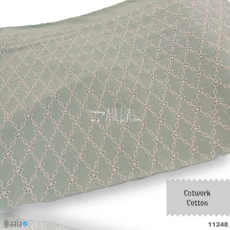 Cutwork Cotton Cotton 58-Inches GREEN Per-Metre