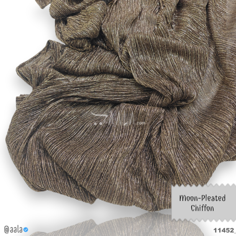 Moon-Pleated Chiffon Blend 58-Inches BROWN Per-Metre