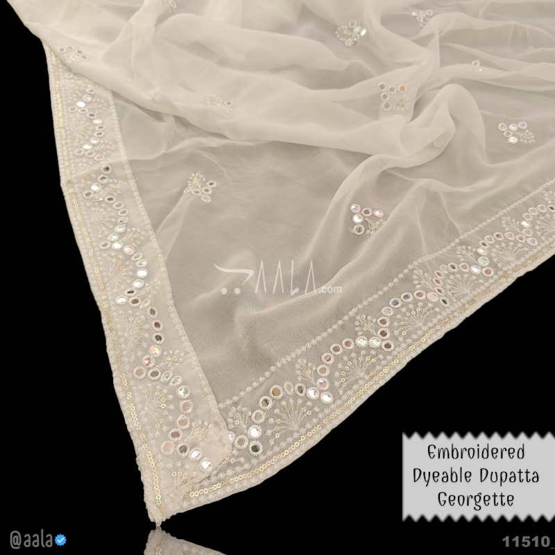Embroidered-Miror Georgette Viscose Dupatta-40-Inches DYEABLE 2.25-Metres