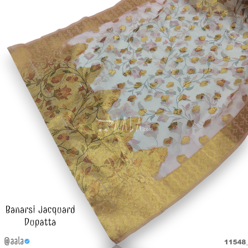 Banarsi-Jacquard Organza Viscose Dupatta-40-Inches DYEABLE 2.25-Metres 