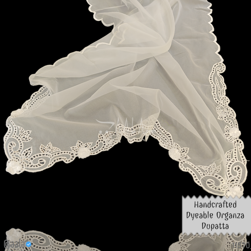 Designer Organza Nylon Dupatta-42-Inches DYEABLE 2.25-Metres 