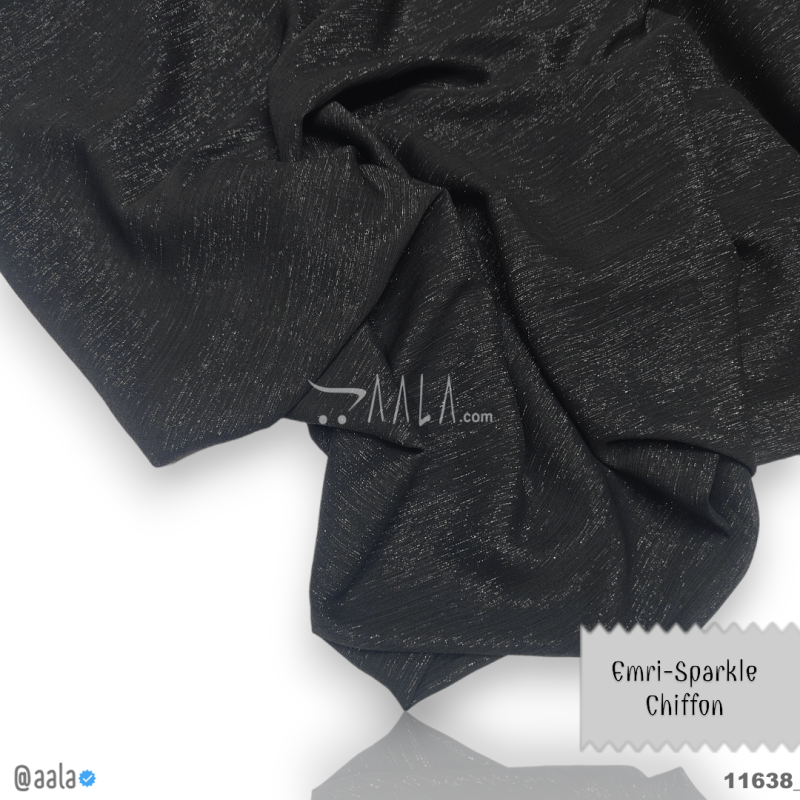 Emri-Sparkle Chiffon Blend 58-Inches BLACK Per-Metre 