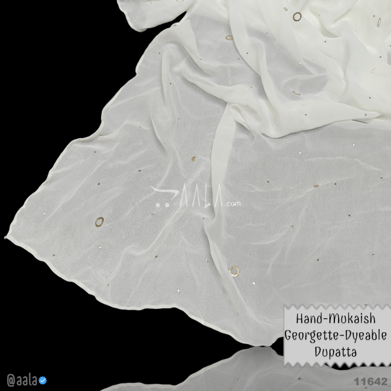 Hand-Mukaish Georgette Viscose Dupatta-44-Inches DYEABLE 2.25-Metres 