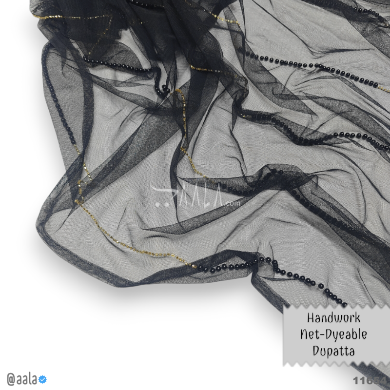 Designer Net Nylon Dupatta-38-Inches BLACK 2.25-Metres