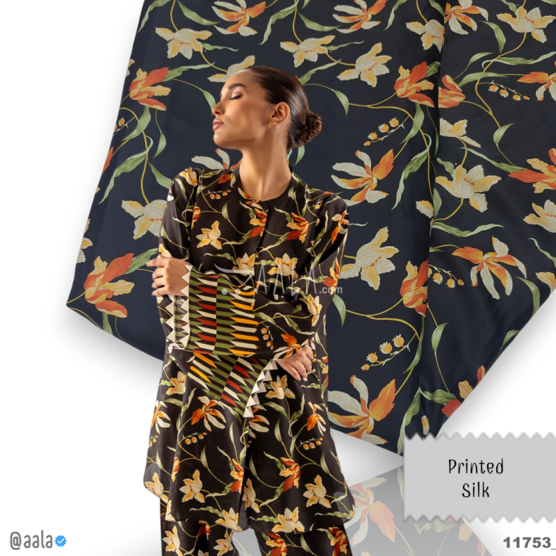 Printed Silk Blend 44-Inches PRINTED Per-Metre