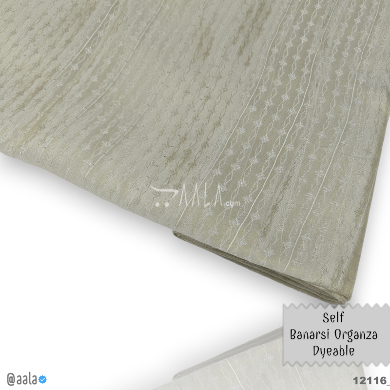 Self-Banarsi Organza Viscose 44-Inches DYEABLE Per-Metre 