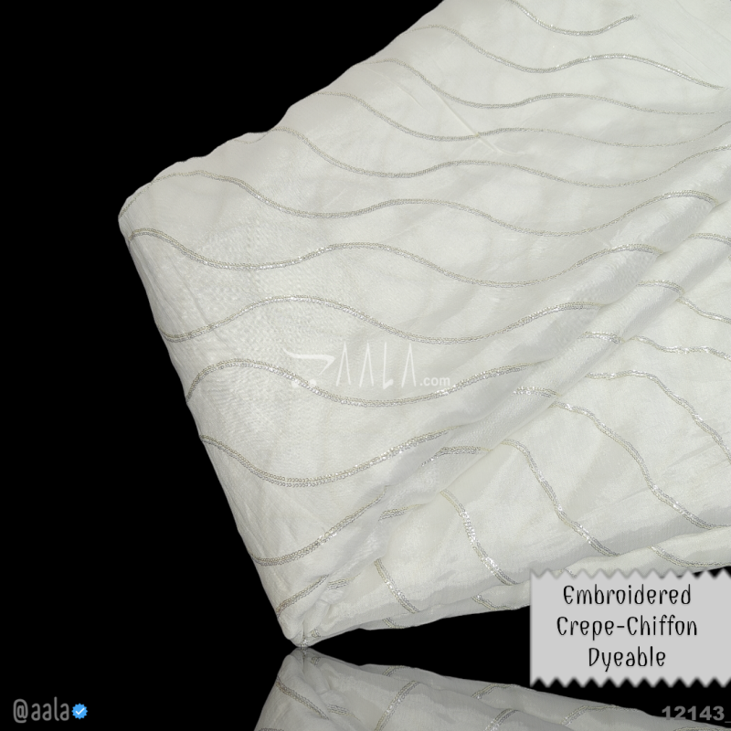 Embroidered-Crepe Chiffon Viscose 44-Inches DYEABLE Per-Metre 