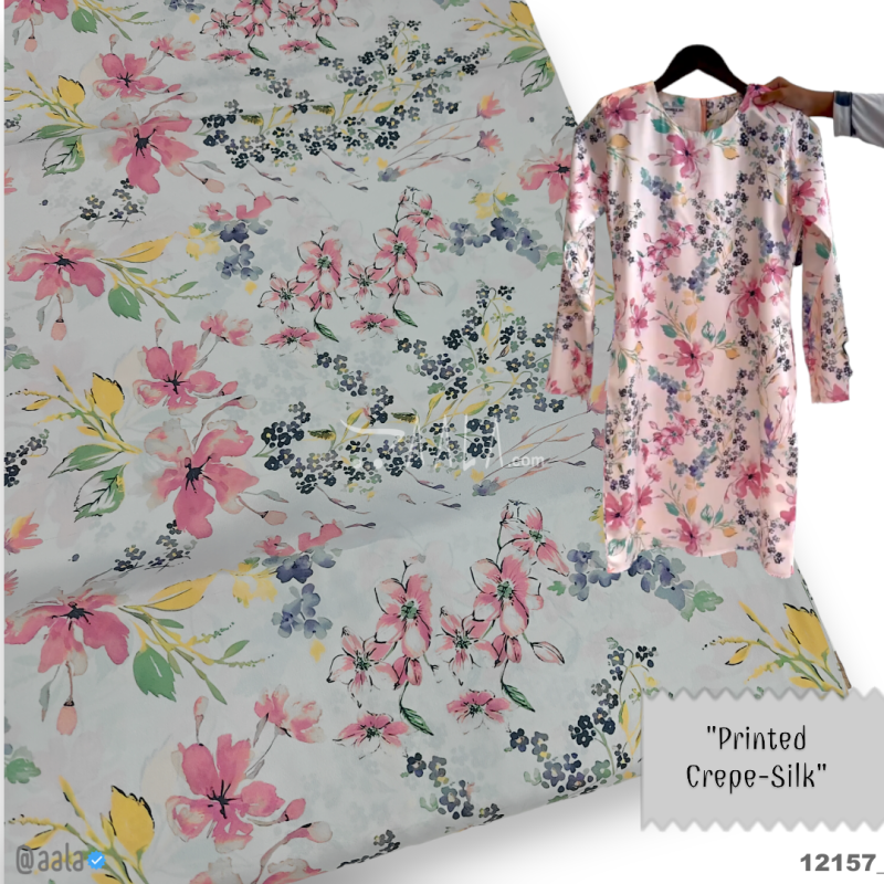 Printed-Silk Crepe Blend 44-Inches PRINTED Per-Metre 