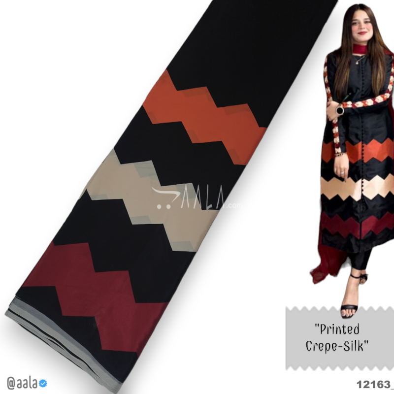 Printed-Silk Crepe Blend 44-Inches PRINTED Per-Metre 