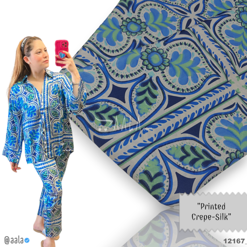 Printed-Silk Crepe Blend 44-Inches PRINTED Per-Metre 