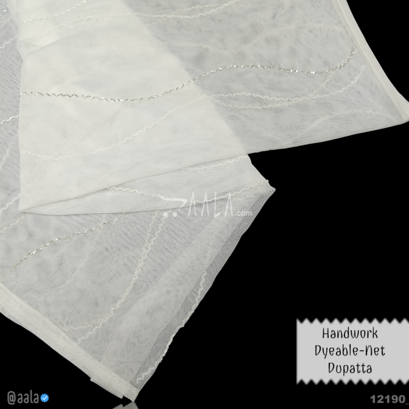 Handwork Net Nylon Dupatta-40-Inches DYEABLE 2.25-Metres 