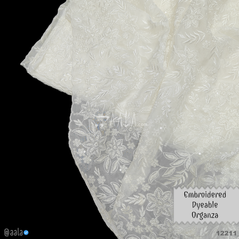 Embroidered Organza Viscose 40-Inches DYEABLE Per-Metre