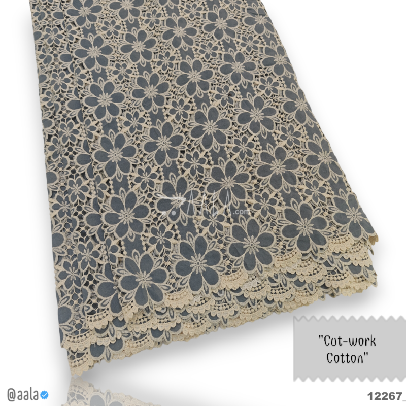 Cutwork Cotton Cotton 52-Inches GREY Per-Metre