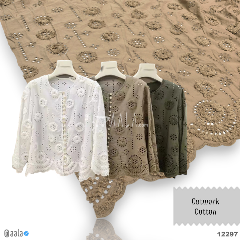 Cutwork Cotton Cotton 52-Inches BROWN Per-Metre 
