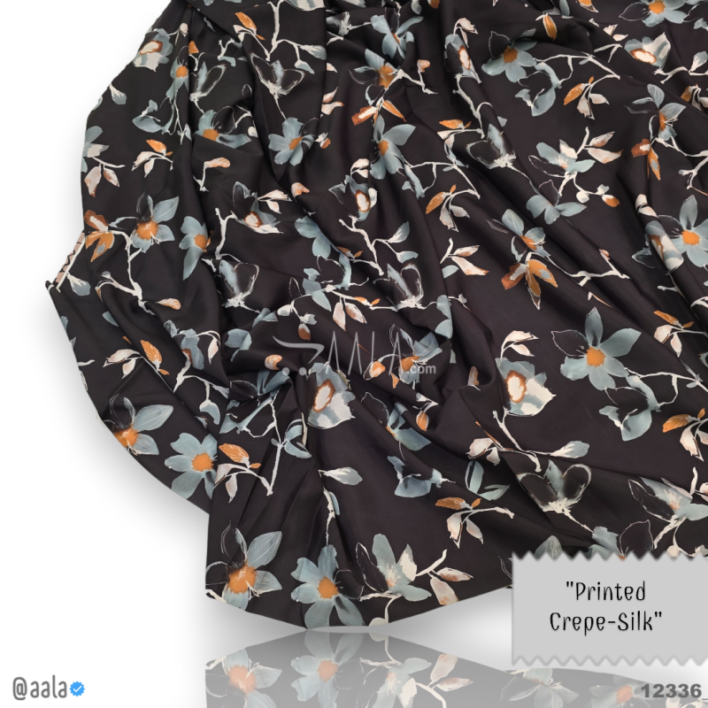 Printed-Silk Crepe Blend 44-Inches PRINTED Per-Metre 