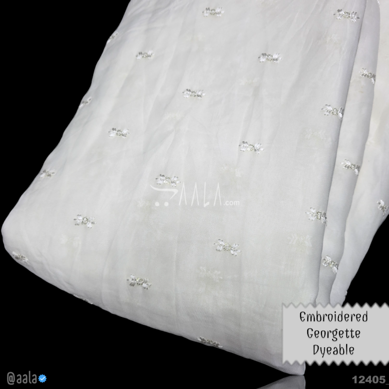 Embroidered Georgette Viscose 44-Inches DYEABLE Per-Metre