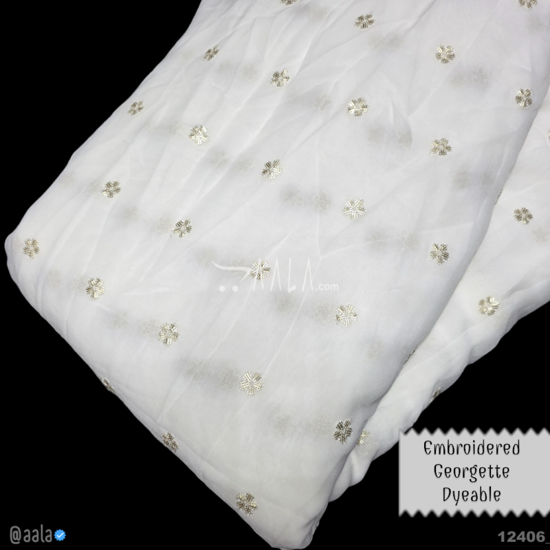 Embroidered Georgette Viscose 44-Inches DYEABLE Per-Metre 