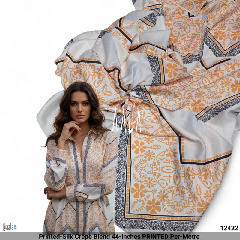 Printed-Silk Crepe Blend 44-Inches PRINTED Per-Metre
