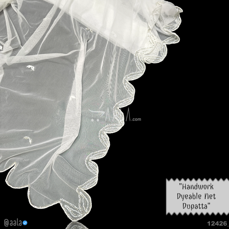 Handwork Net Nylon Dupatta-42-Inches DYEABLE 2.25-Metres