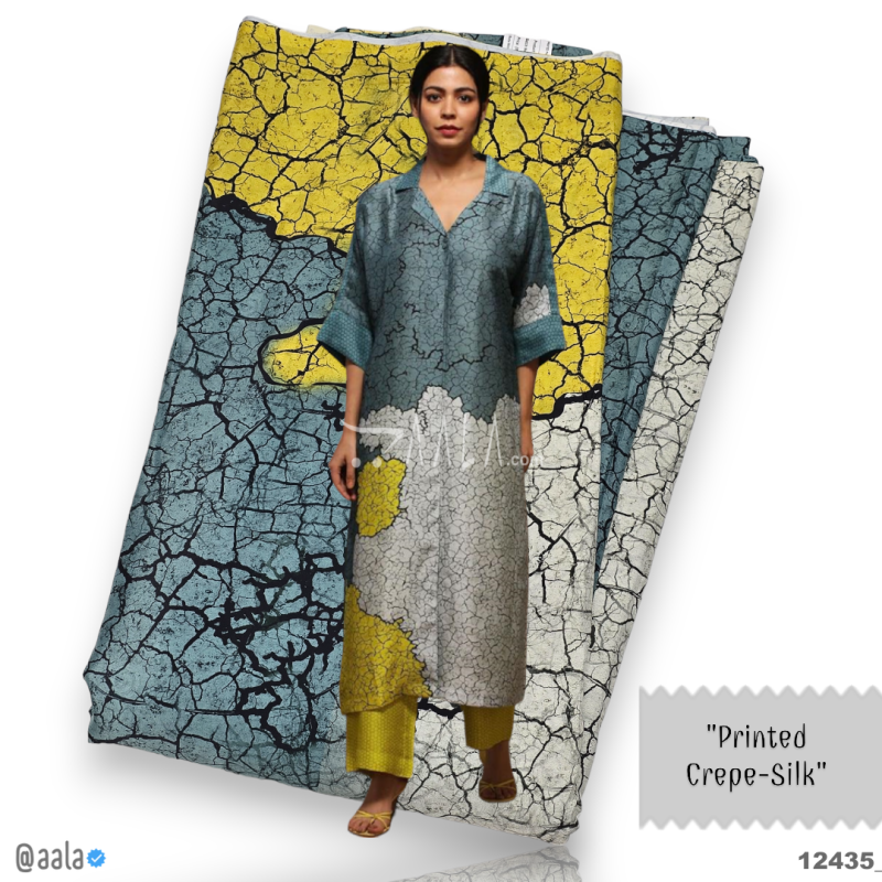 Printed-Silk Crepe Blend 44-Inches PRINTED Per-Metre 