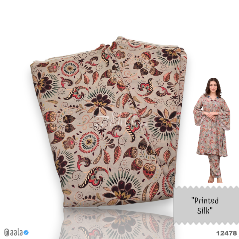 Printed-Crepe Silk Blend 44-Inches PRINTED Per-Metre