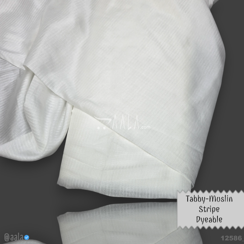 Tabby-Muslin-Stripes Cotton Nylon 44-Inches DYEABLE Per-Metre