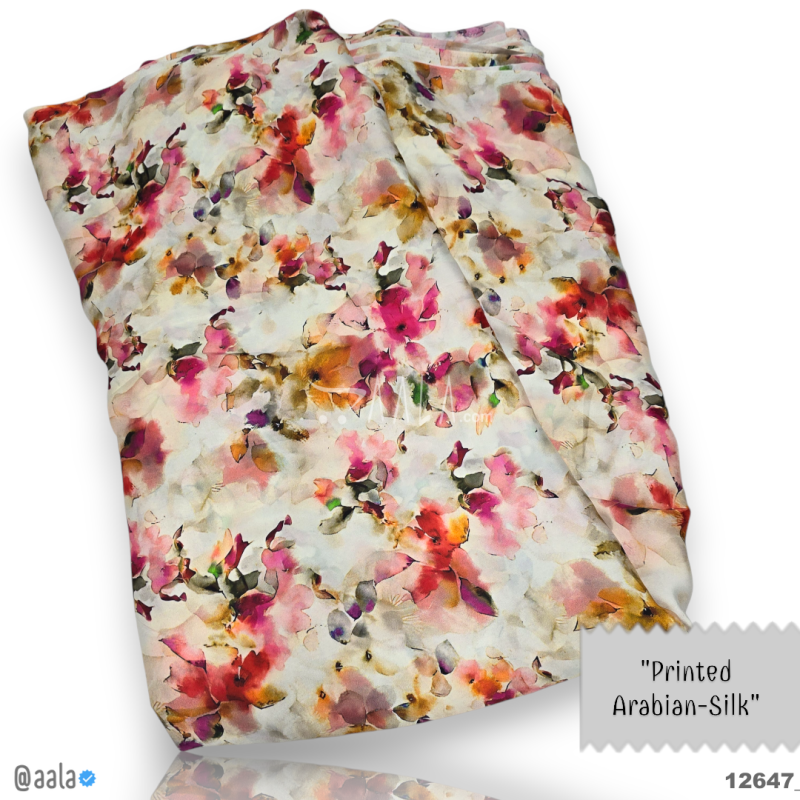 Printed-Arabian Silk Blend 44-Inches PRINTED Per-Metre 