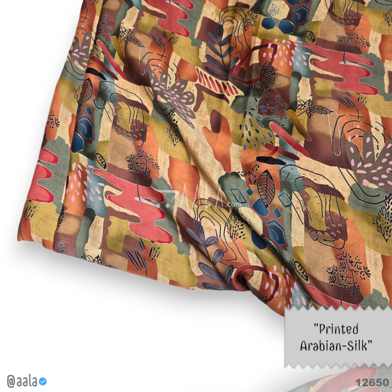 Printed-Arabian Silk Blend 44-Inches PRINTED Per-Metre