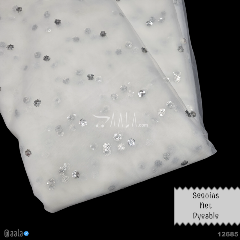 Sequins Net Nylon 44-Inches DYEABLE Per-Metre