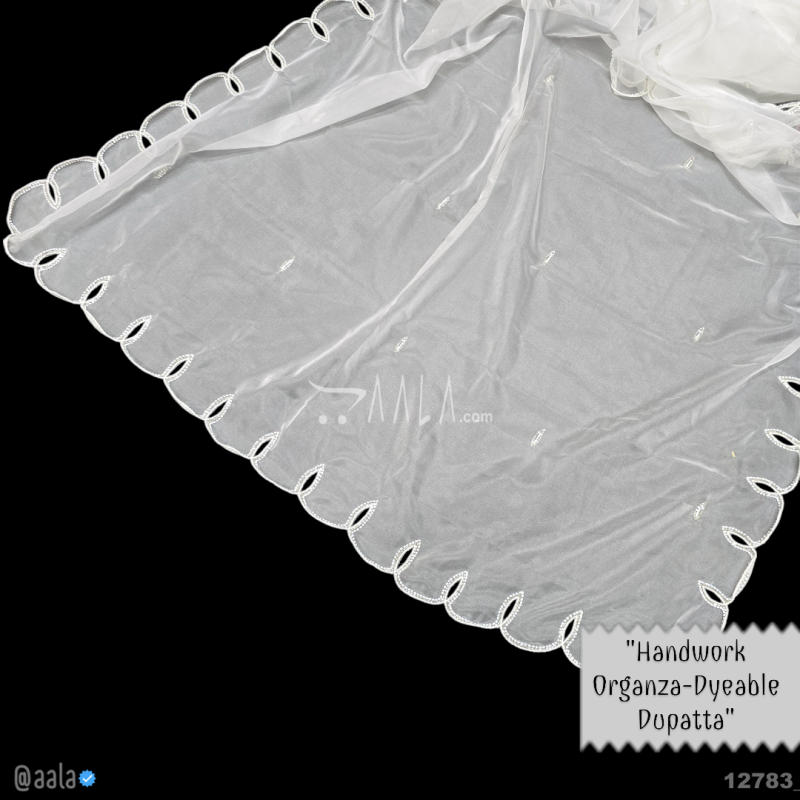Handwork Organza Nylon Dupatta-44-Inches DYEABLE 2.25-Metres 
