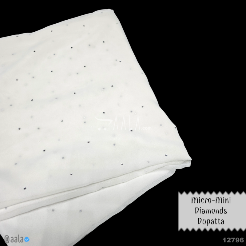 Micro-Mini-Diamonds Monalisa Nylon Dupatta-44-Inches DYEABLE 2.25-Metres 