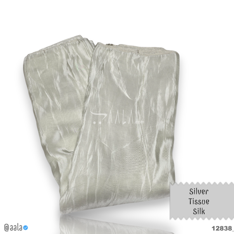 Silver-Tissue Silk Viscose 44-Inches DYEABLE Per-Metre