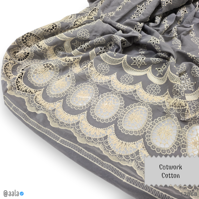 Cutwork Cotton Cotton 52-Inches GREY Per-Metre